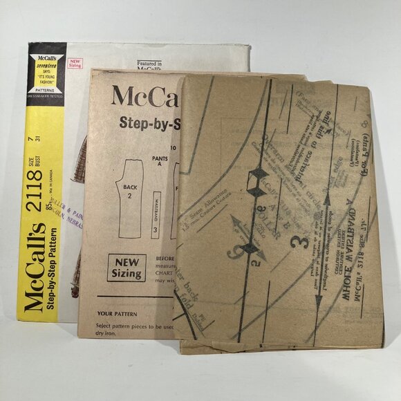 1960s Zip Up Cape Arm Slits with Pants Sewing Pattern McCalls 2118 Sz 7 B 31 FF - Picture 6 of 6